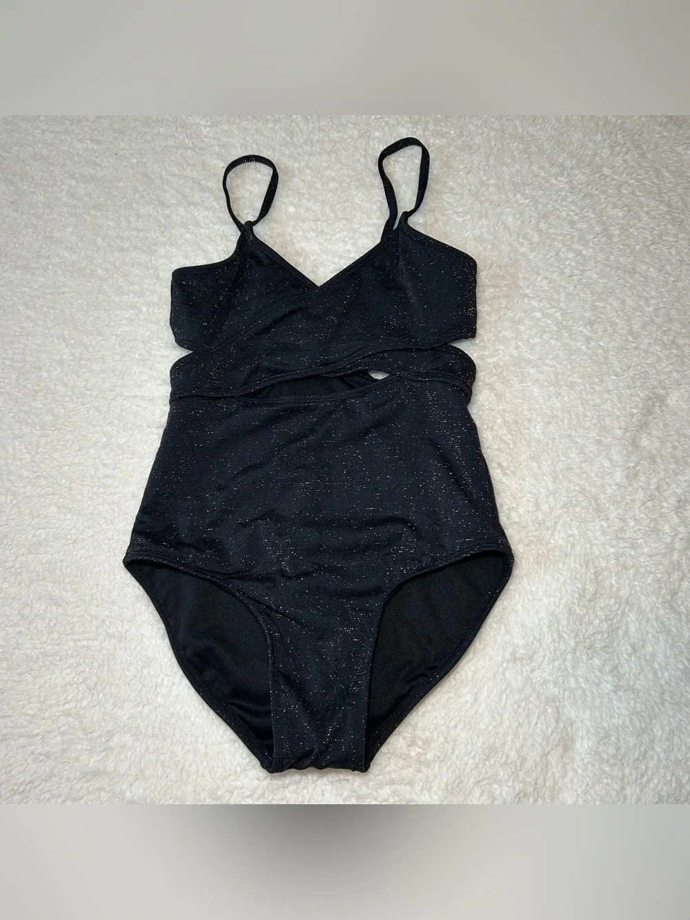 Art Class Girls Black Sparkle One Piece Swimsuit Large